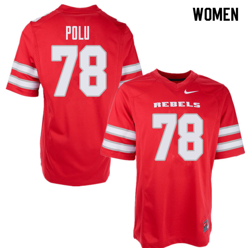 Women's UNLV Rebels #78 Justin Polu College Football Jerseys Sale-Red - Click Image to Close